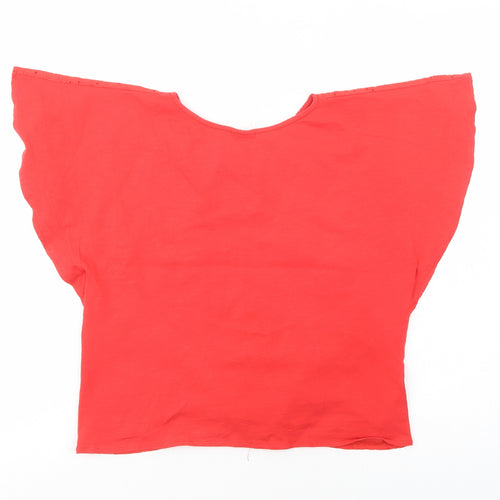 Zara Girls Red  Cotton Pullover Blouse Size 10 Years Crew Neck Pullover
