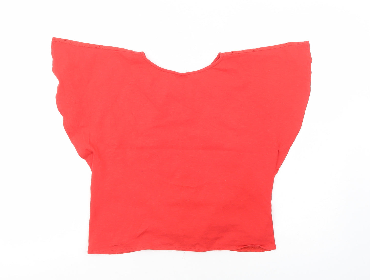 Zara Girls Red  Cotton Pullover Blouse Size 10 Years Crew Neck Pullover
