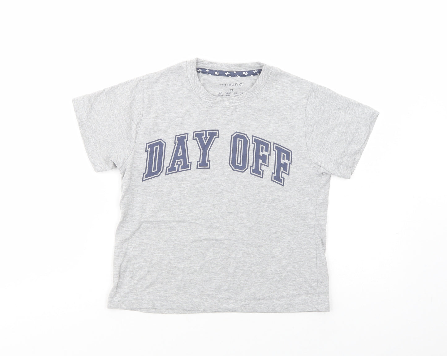 Primark Womens Grey  Cotton Basic T-Shirt Size XS Crew Neck - Day Off
