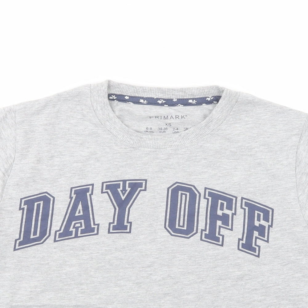 Primark Womens Grey  Cotton Basic T-Shirt Size XS Crew Neck - Day Off