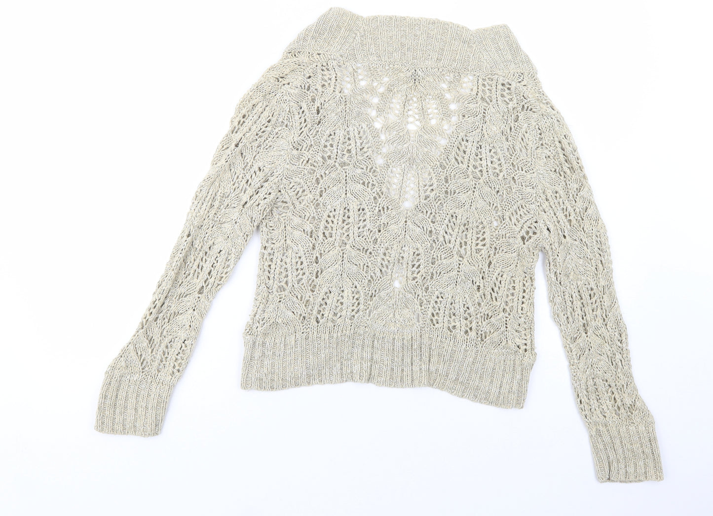 TU Womens Beige V-Neck  Acrylic Cardigan Jumper Size 10