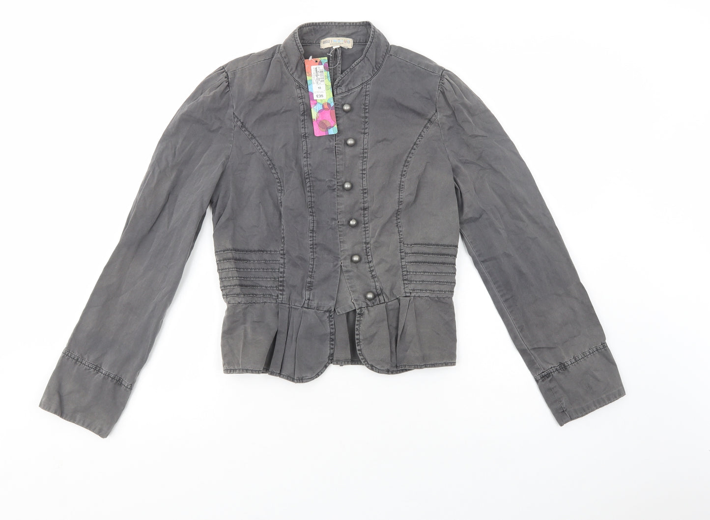 Marks and Spencer Womens Grey   Military Jacket Jacket Size 10  Button