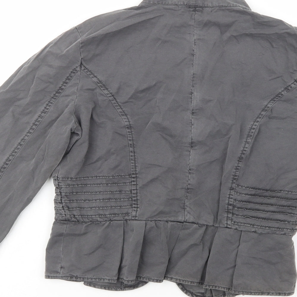 Marks and Spencer Womens Grey   Military Jacket Jacket Size 10  Button