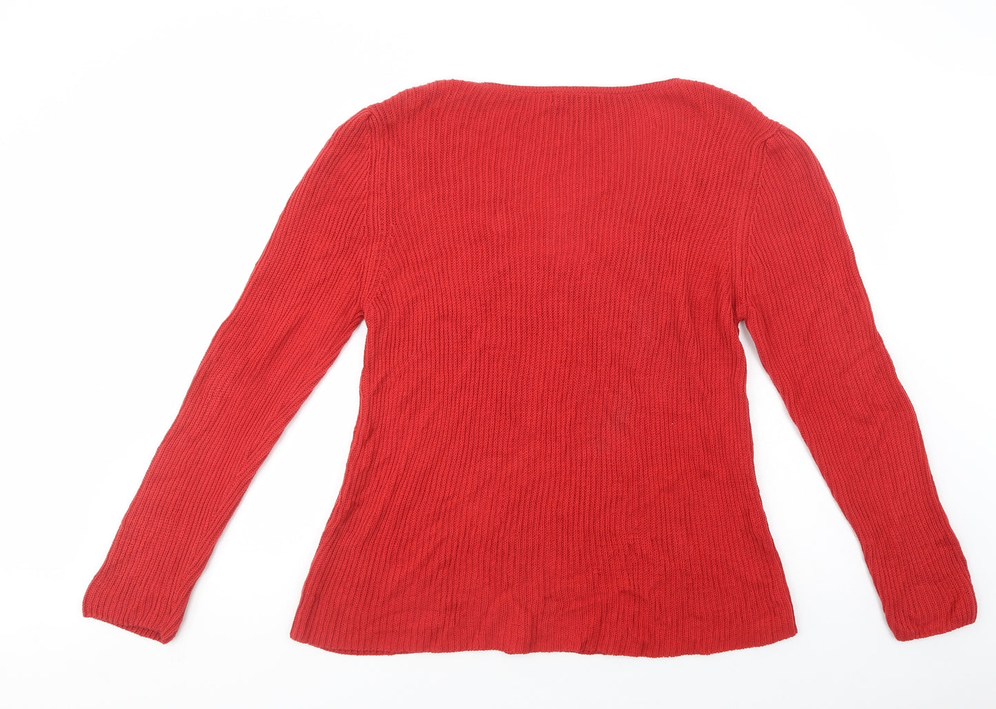 NEXT Womens Red V-Neck  Cotton Pullover Jumper Size 18