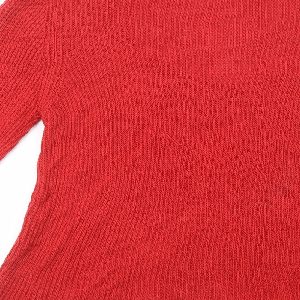 NEXT Womens Red V-Neck  Cotton Pullover Jumper Size 18