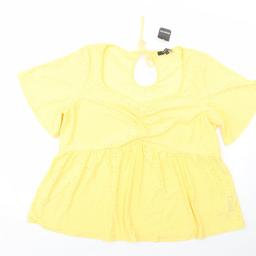 Simply Be Womens Yellow  Polyester Basic Blouse Size 24 Sweetheart