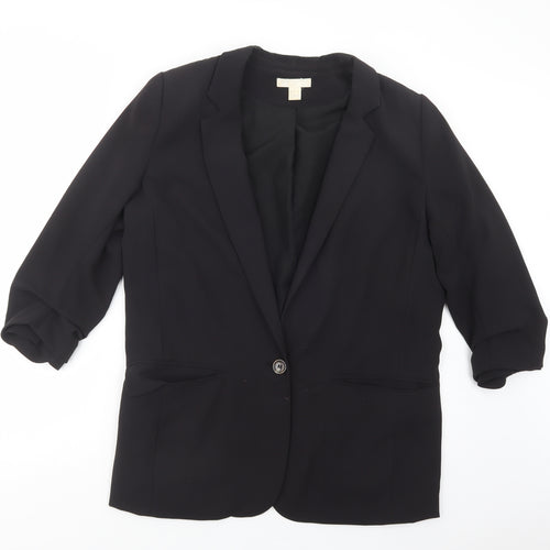 H&M Womens Black   Jacket Blazer Size 16  Button