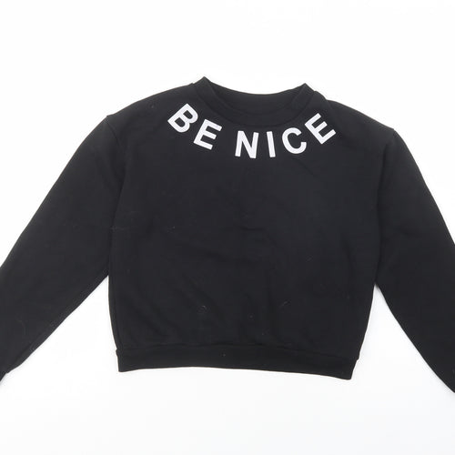 Primark Girls Black  Polyester Pullover Hoodie Size 13-14 Years  Pullover - Be Nice