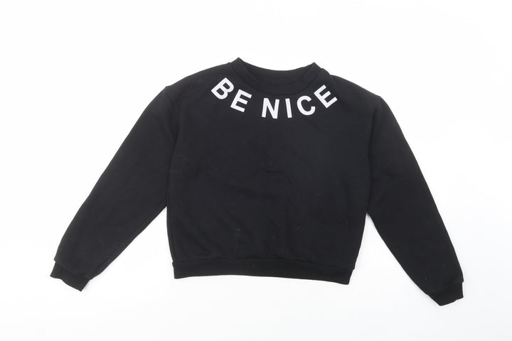 Primark Girls Black  Polyester Pullover Hoodie Size 13-14 Years  Pullover - Be Nice