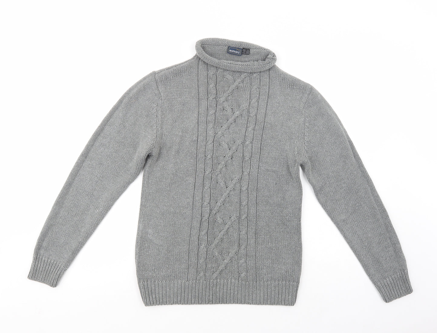 ESMARA Womens Grey Roll Neck  Cotton Pullover Jumper Size 14