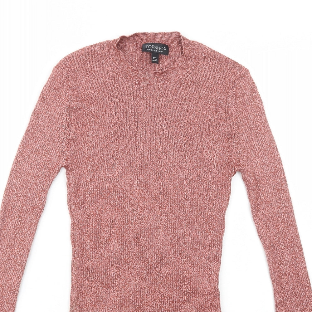 Topshop Womens Pink Crew Neck  Viscose Pullover Jumper Size 10