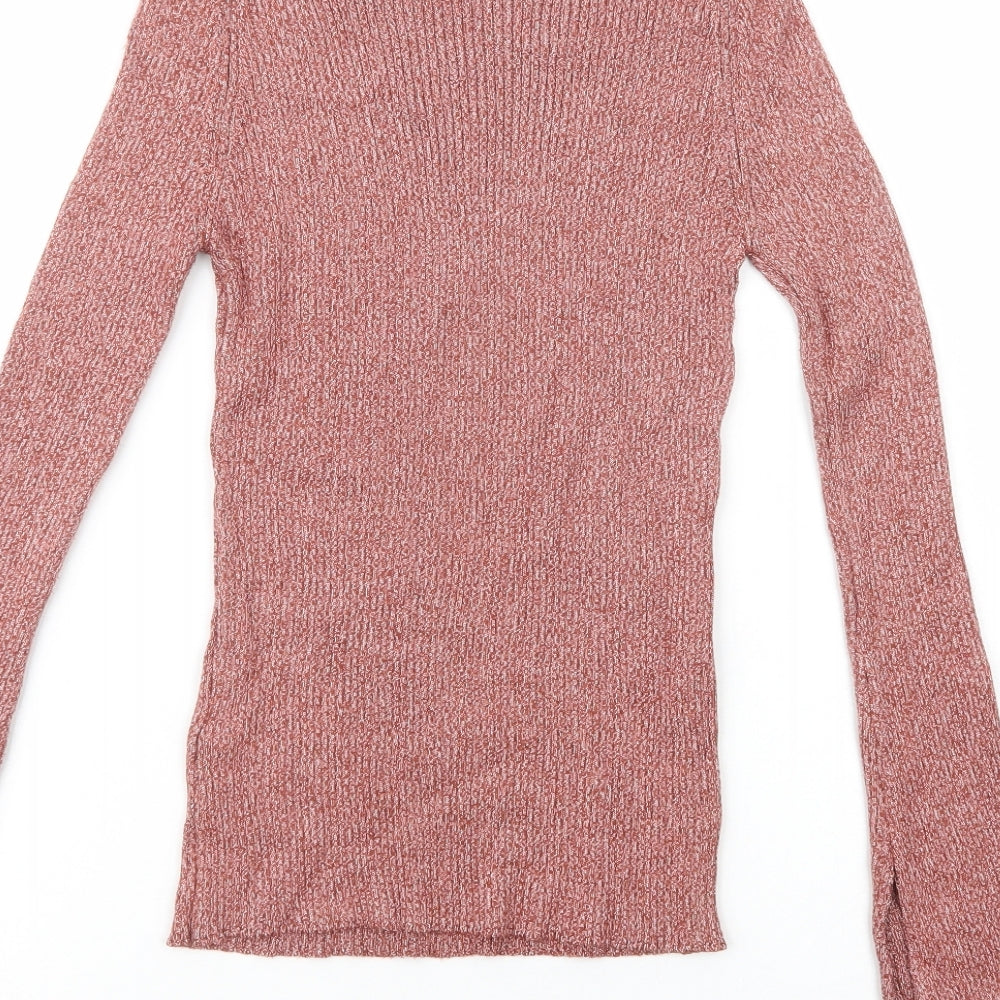 Topshop Womens Pink Crew Neck  Viscose Pullover Jumper Size 10