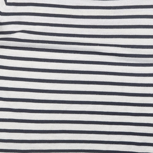 Isle Womens Grey Crew Neck Striped Acrylic Pullover Jumper Size 14
