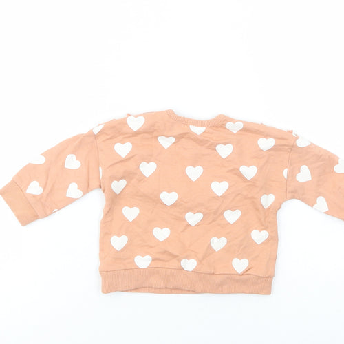 George Baby Pink Geometric Cotton Pullover Jumper Size 3-6 Months  Snap - Heart Print