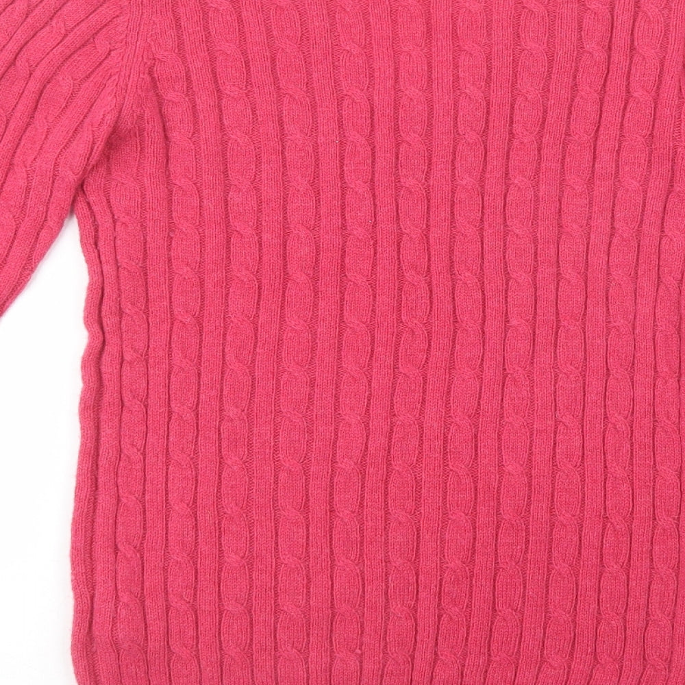 Crew Clothing Womens Pink V-Neck  Acrylic Pullover Jumper Size 12