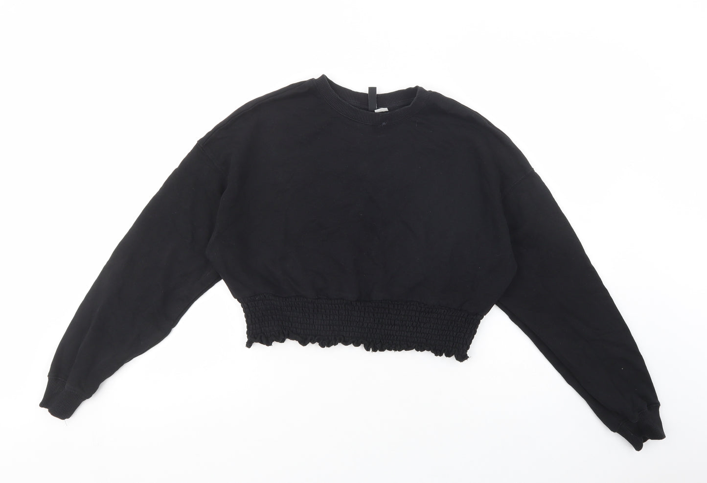 H&M Womens Black  Cotton Pullover Sweatshirt Size L  Pullover - Cropped