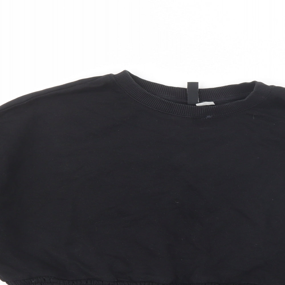 H&M Womens Black  Cotton Pullover Sweatshirt Size L  Pullover - Cropped