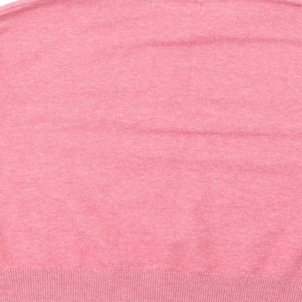 Marks and Spencer Womens Pink Collared  Polyester Pullover Jumper Size M