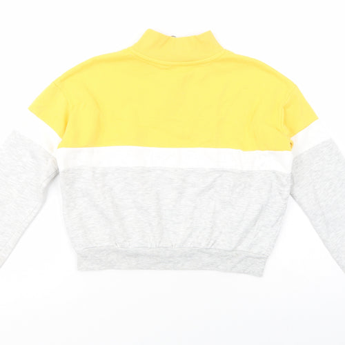 H&M Girls Yellow Colourblock Cotton Pullover Sweatshirt Size 11-12 Years  Zip - Make New Memories