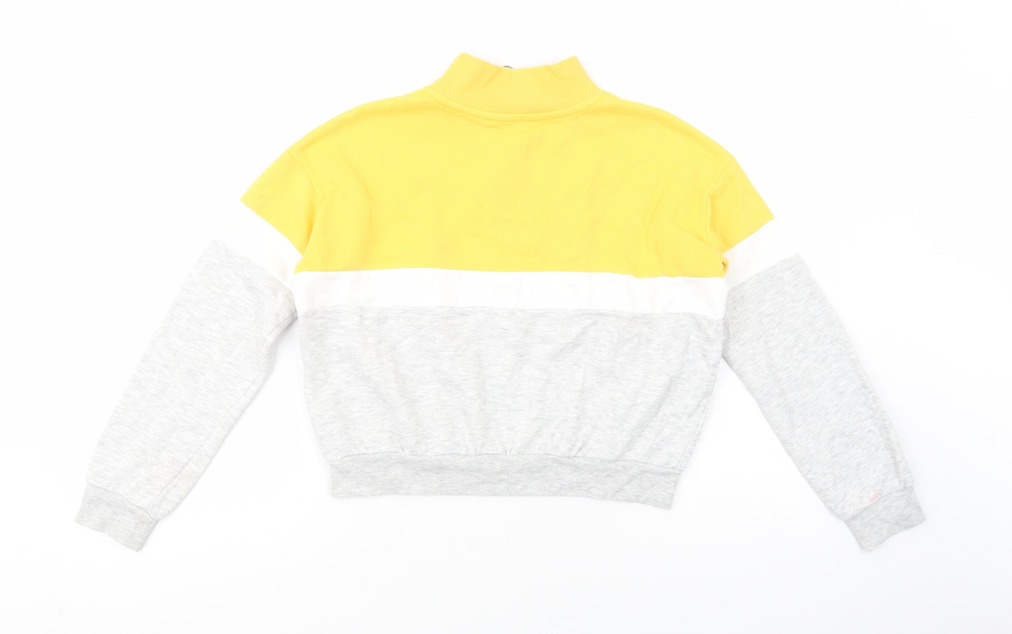 H&M Girls Yellow Colourblock Cotton Pullover Sweatshirt Size 11-12 Years  Zip - Make New Memories