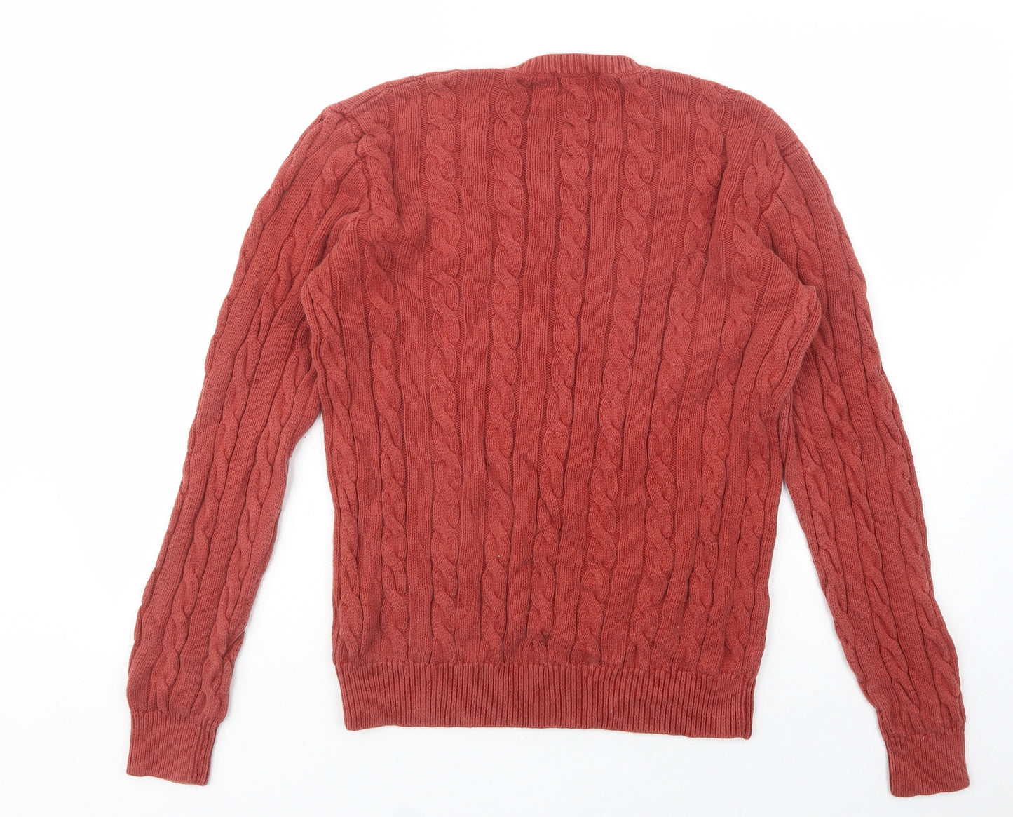 Rochas Mens Brown V-Neck  Cotton Pullover Jumper Size S
