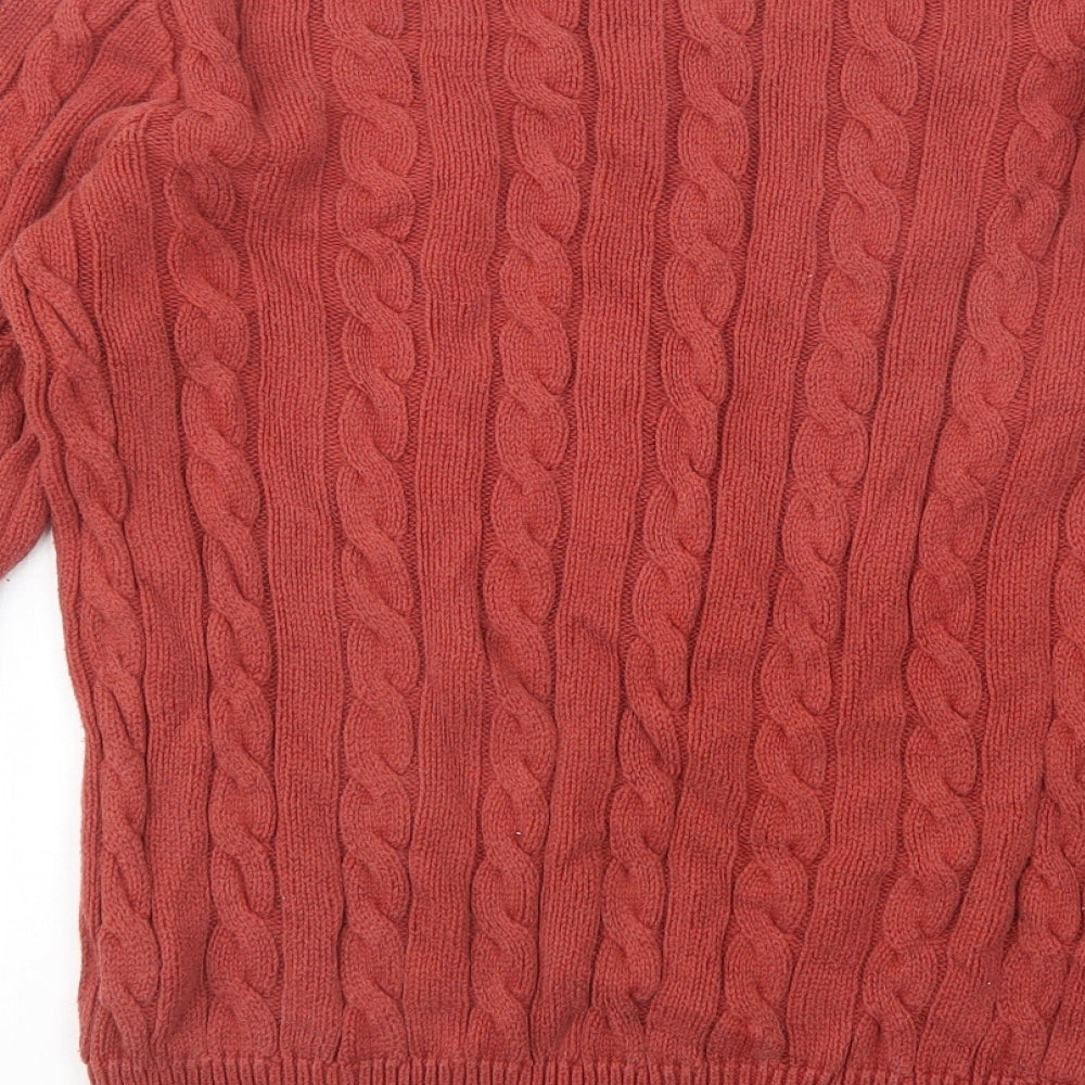 Rochas Mens Brown V-Neck  Cotton Pullover Jumper Size S