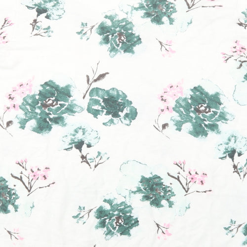 M&Co Womens White Crew Neck Floral Cotton Pullover Jumper Size 16