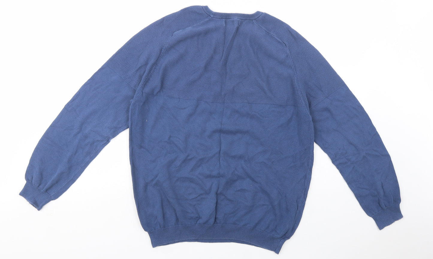 Studio Mens Blue Crew Neck  Cotton Pullover Jumper Size L