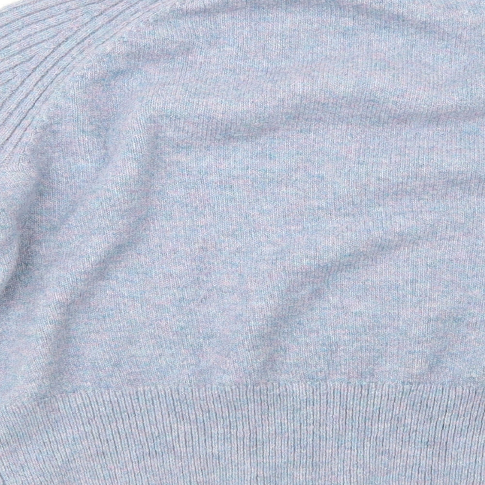 Marks and Spencer Womens Blue Mock Neck  Acrylic Pullover Jumper Size S