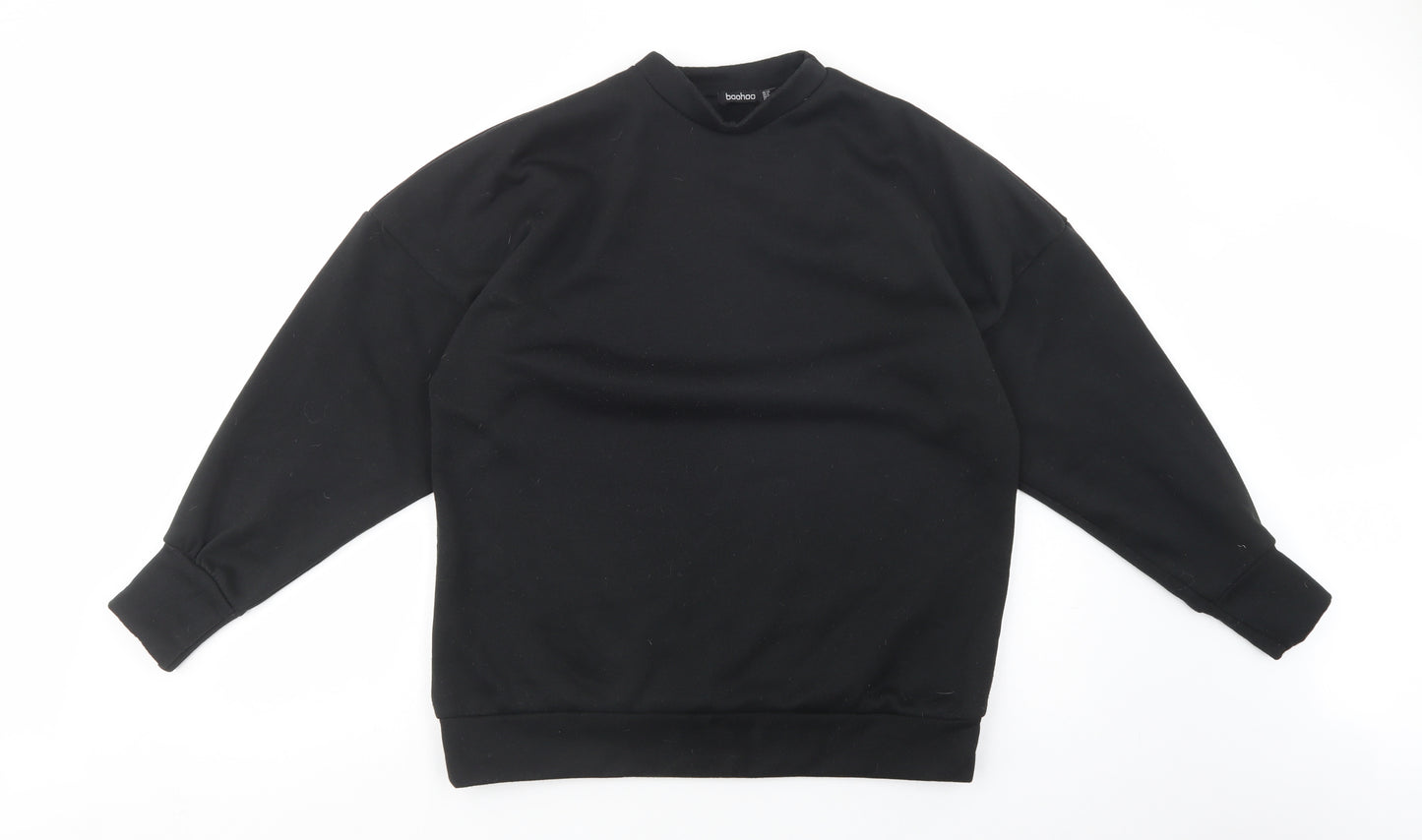 Boohoo Womens Black  Polyester Pullover Sweatshirt Size 12  Pullover