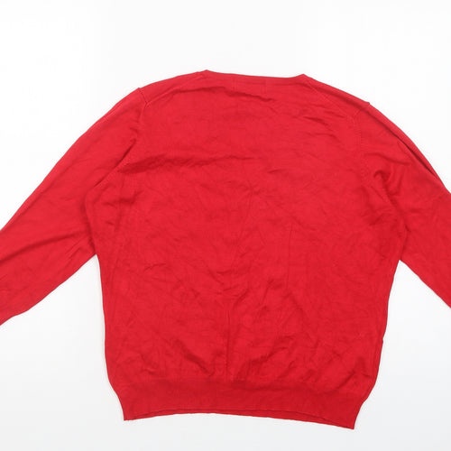 Marks and Spencer Womens Red V-Neck  Viscose Pullover Jumper Size 18