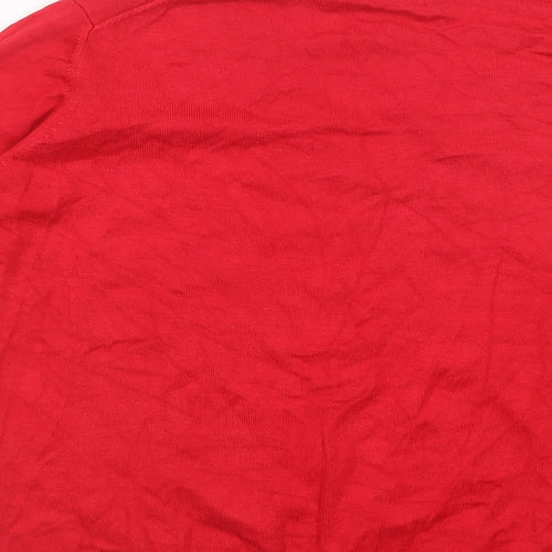 Marks and Spencer Womens Red V-Neck  Viscose Pullover Jumper Size 18