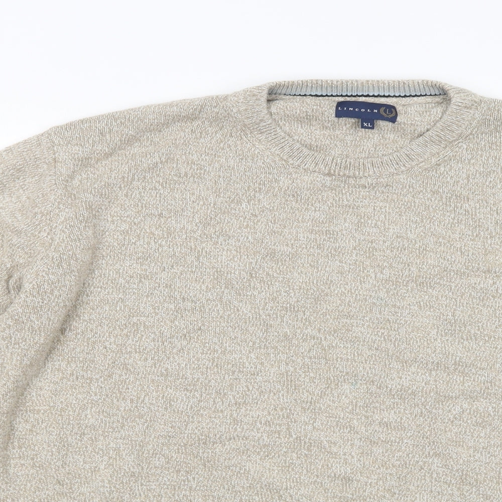 Marks and Spencer Mens Beige Crew Neck  Cotton Pullover Jumper Size XL