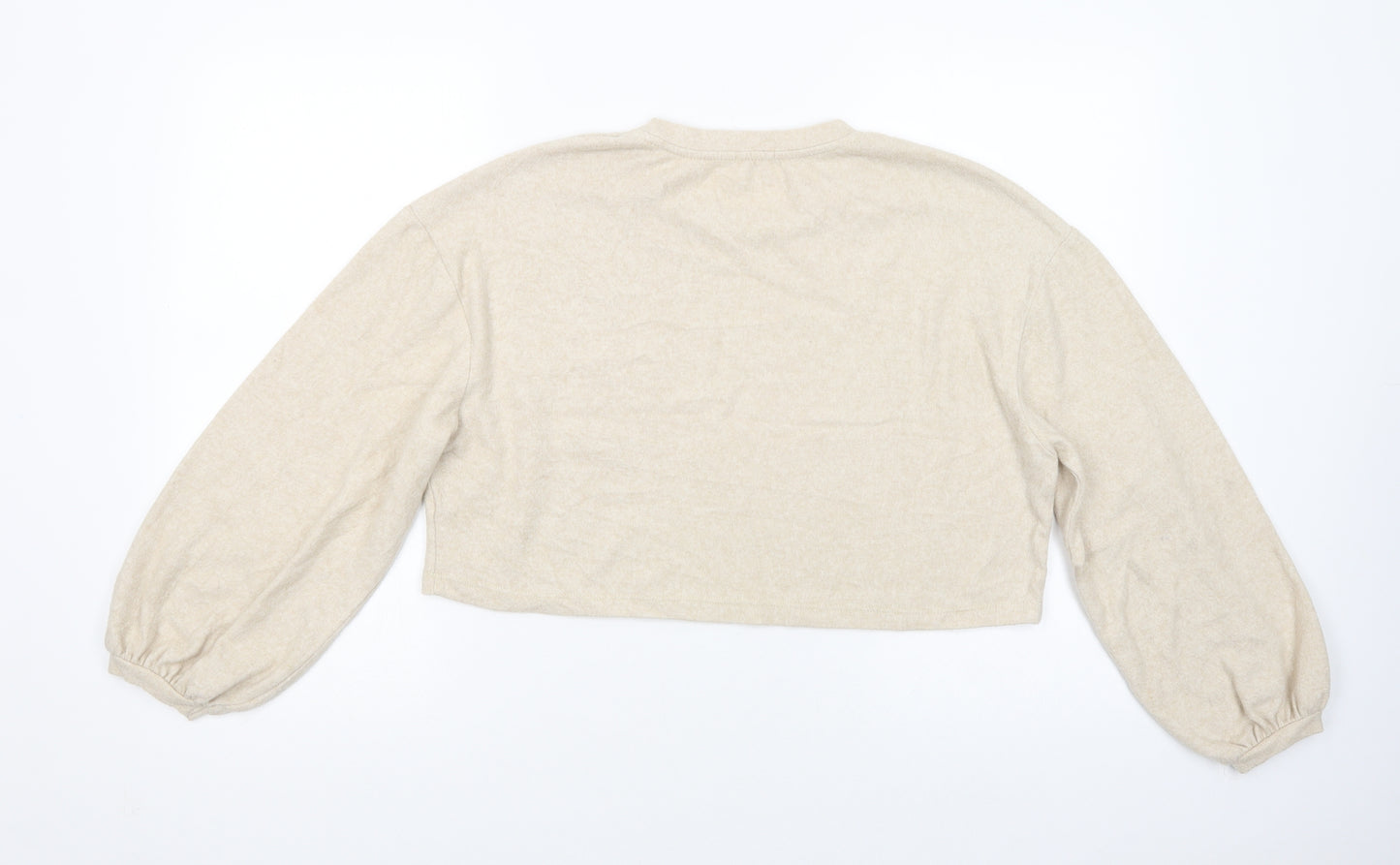 Stradivarius Womens Beige Crew Neck  Polyester Pullover Jumper Size S   - Cropped