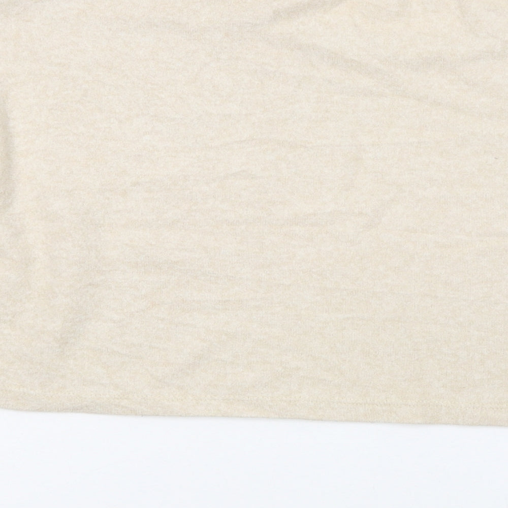 Stradivarius Womens Beige Crew Neck  Polyester Pullover Jumper Size S   - Cropped