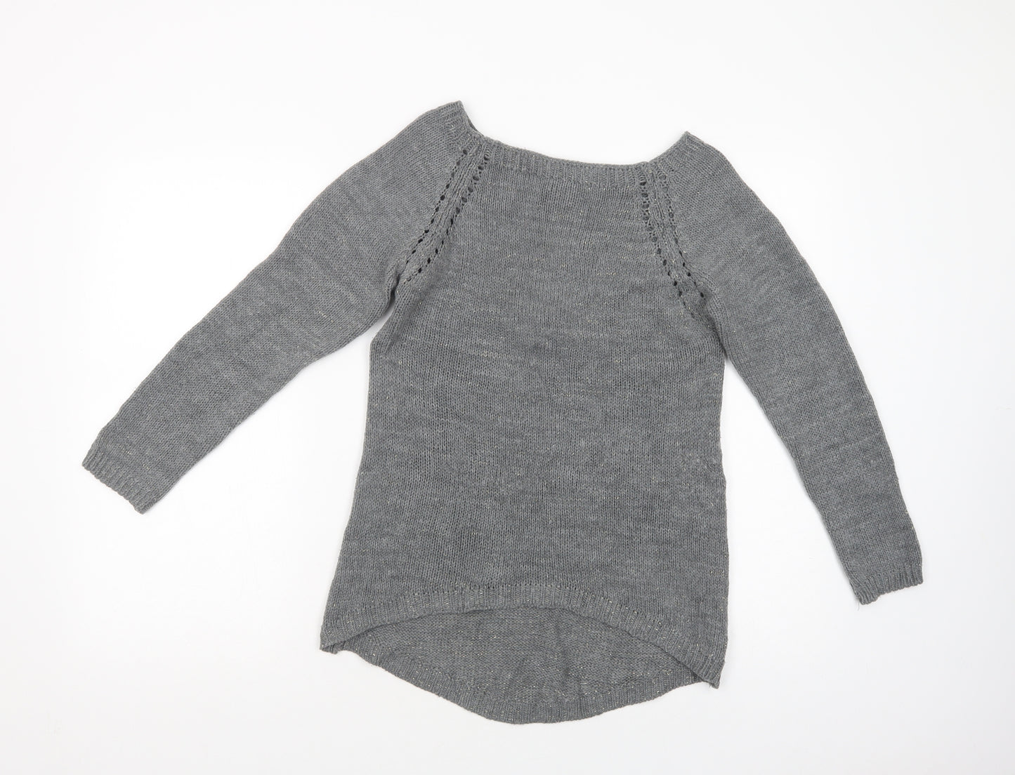 Made in Italy Womens Grey Boat Neck  Acrylic Pullover Jumper Size S