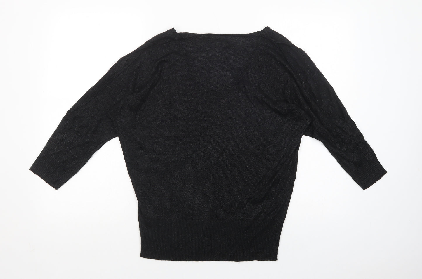 NEXT Womens Black V-Neck  Viscose Pullover Jumper Size 14   - Cold Shoulder