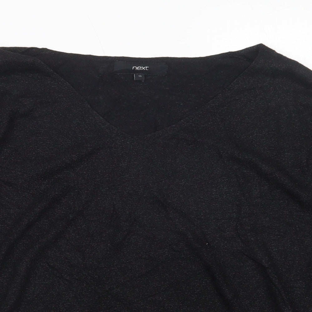 NEXT Womens Black V-Neck  Viscose Pullover Jumper Size 14   - Cold Shoulder