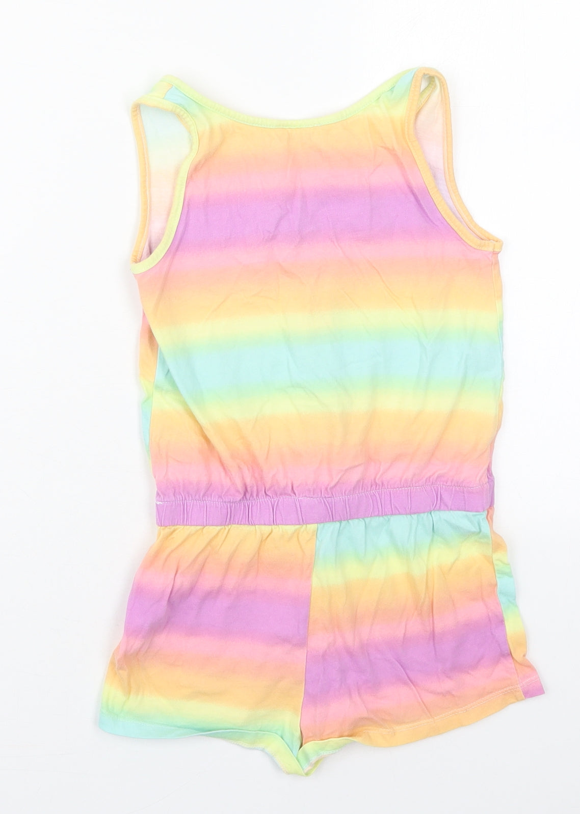 George Girls Multicoloured Striped Cotton Playsuit One-Piece Size 7-8 Years  Button - Rainbow