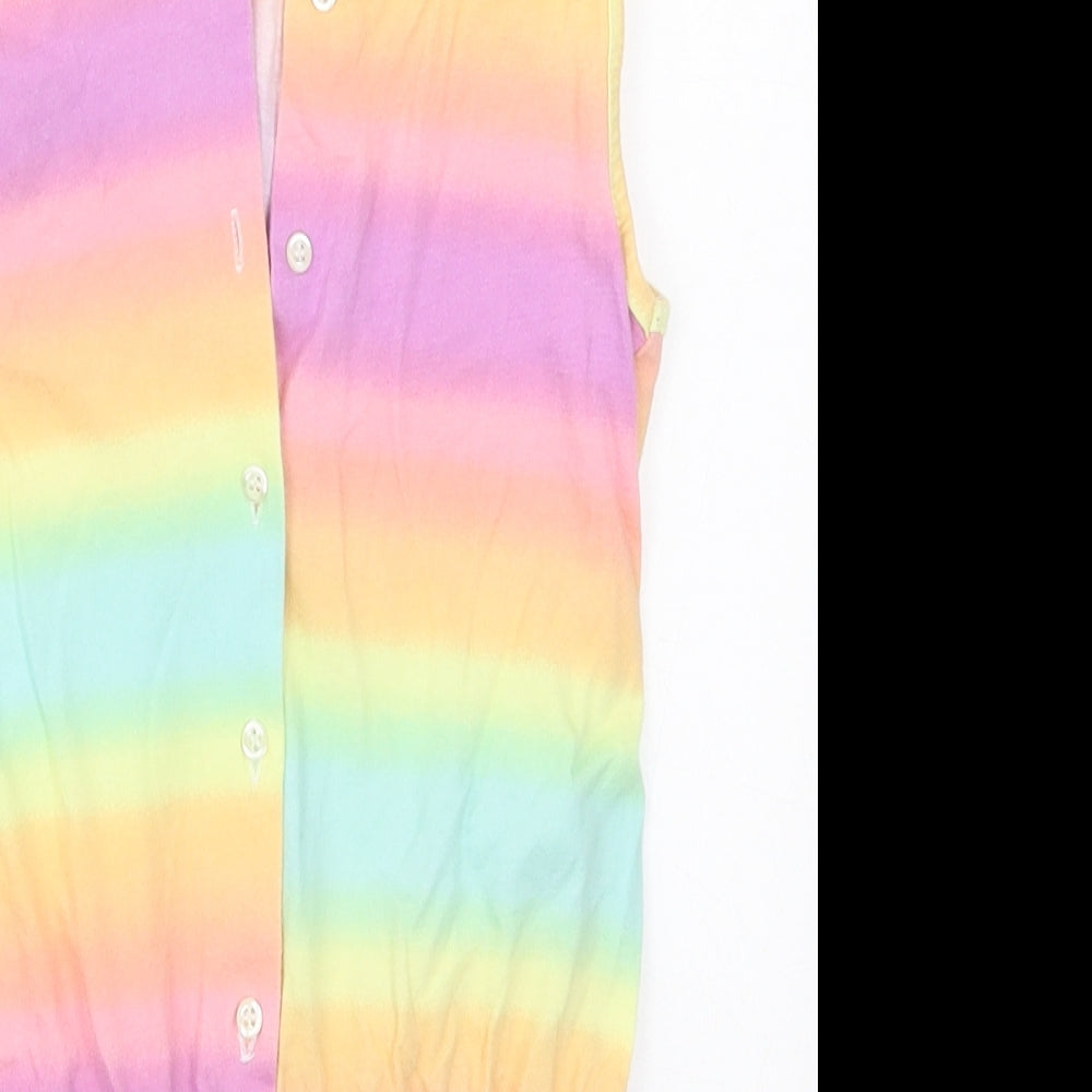 George Girls Multicoloured Striped Cotton Playsuit One-Piece Size 7-8 Years  Button - Rainbow