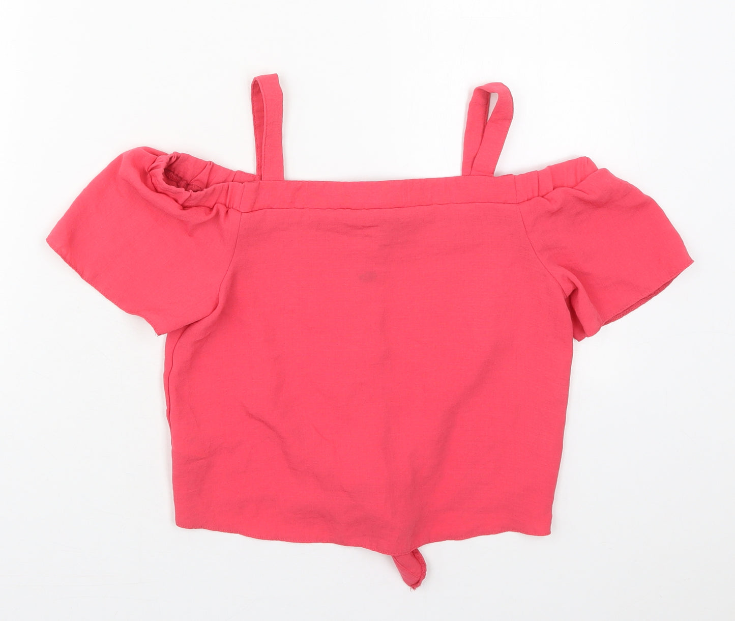 Primark Girls Pink  Polyester Basic Blouse Size 10-11 Years Off the Shoulder Button