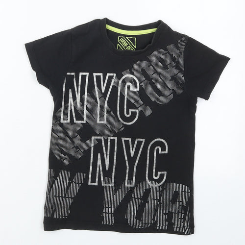 Matalan Boys Black  Cotton Basic T-Shirt Size 7 Years Crew Neck Pullover - NYC