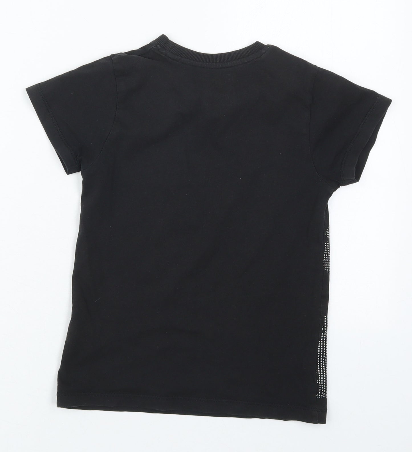 Matalan Boys Black  Cotton Basic T-Shirt Size 7 Years Crew Neck Pullover - NYC