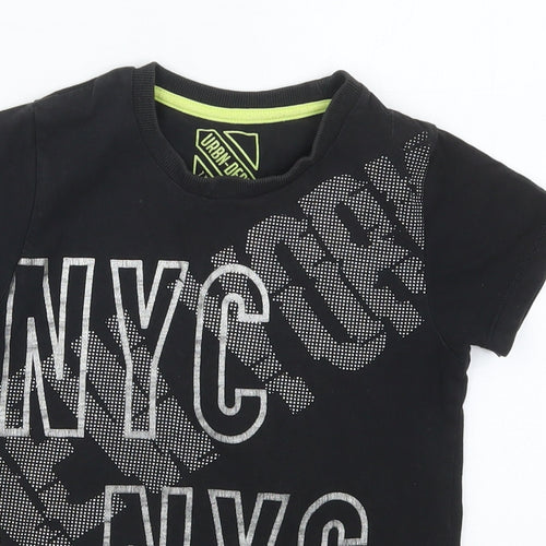 Matalan Boys Black  Cotton Basic T-Shirt Size 7 Years Crew Neck Pullover - NYC