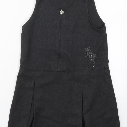 NEXT Girls Grey  Polyacrylate Fibre A-Line  Size 8 Years  Round Neck Zip - Flower
