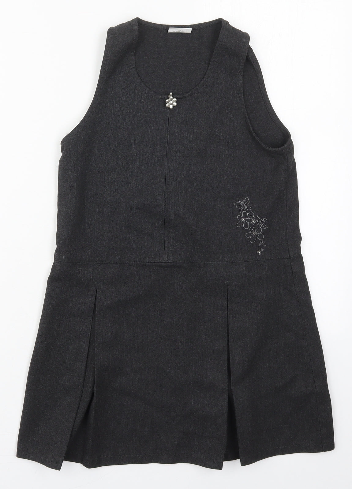 NEXT Girls Grey  Polyacrylate Fibre A-Line  Size 8 Years  Round Neck Zip - Flower