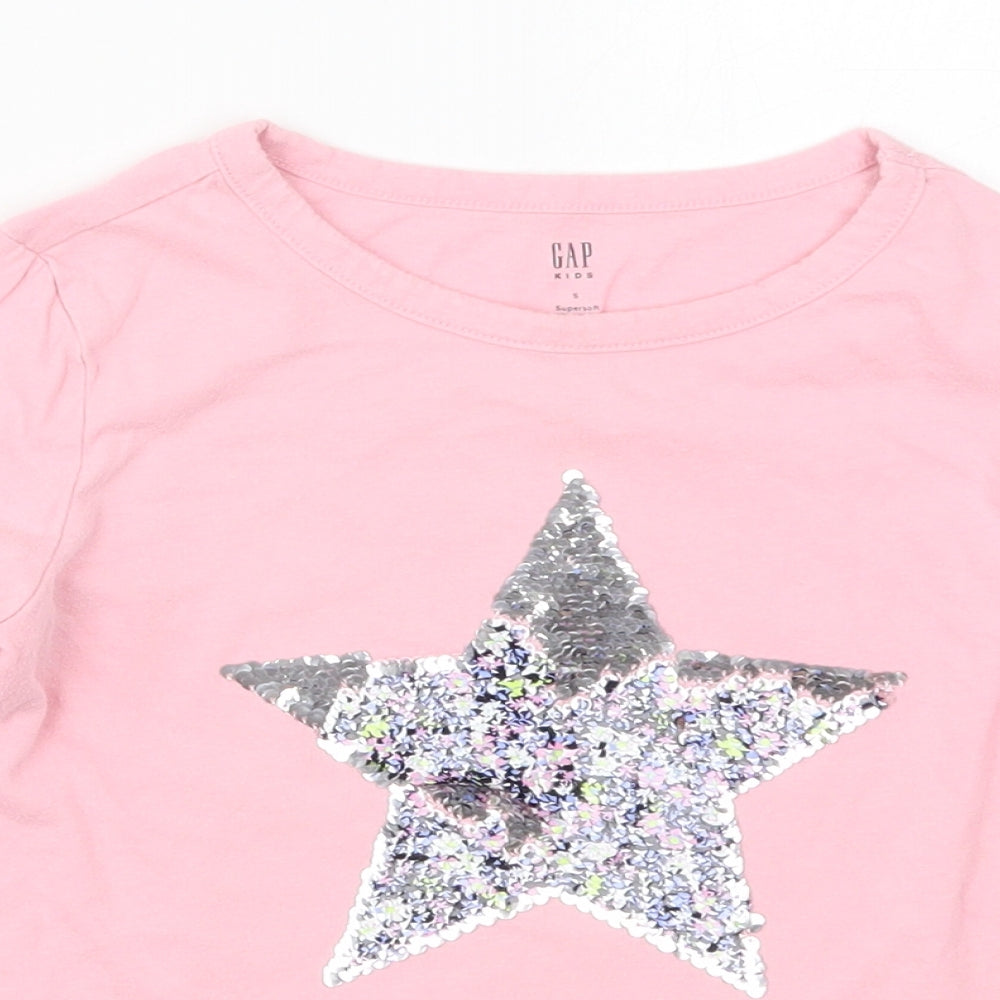 Gap Girls Pink  Cotton Basic T-Shirt Size S Crew Neck Pullover - Star