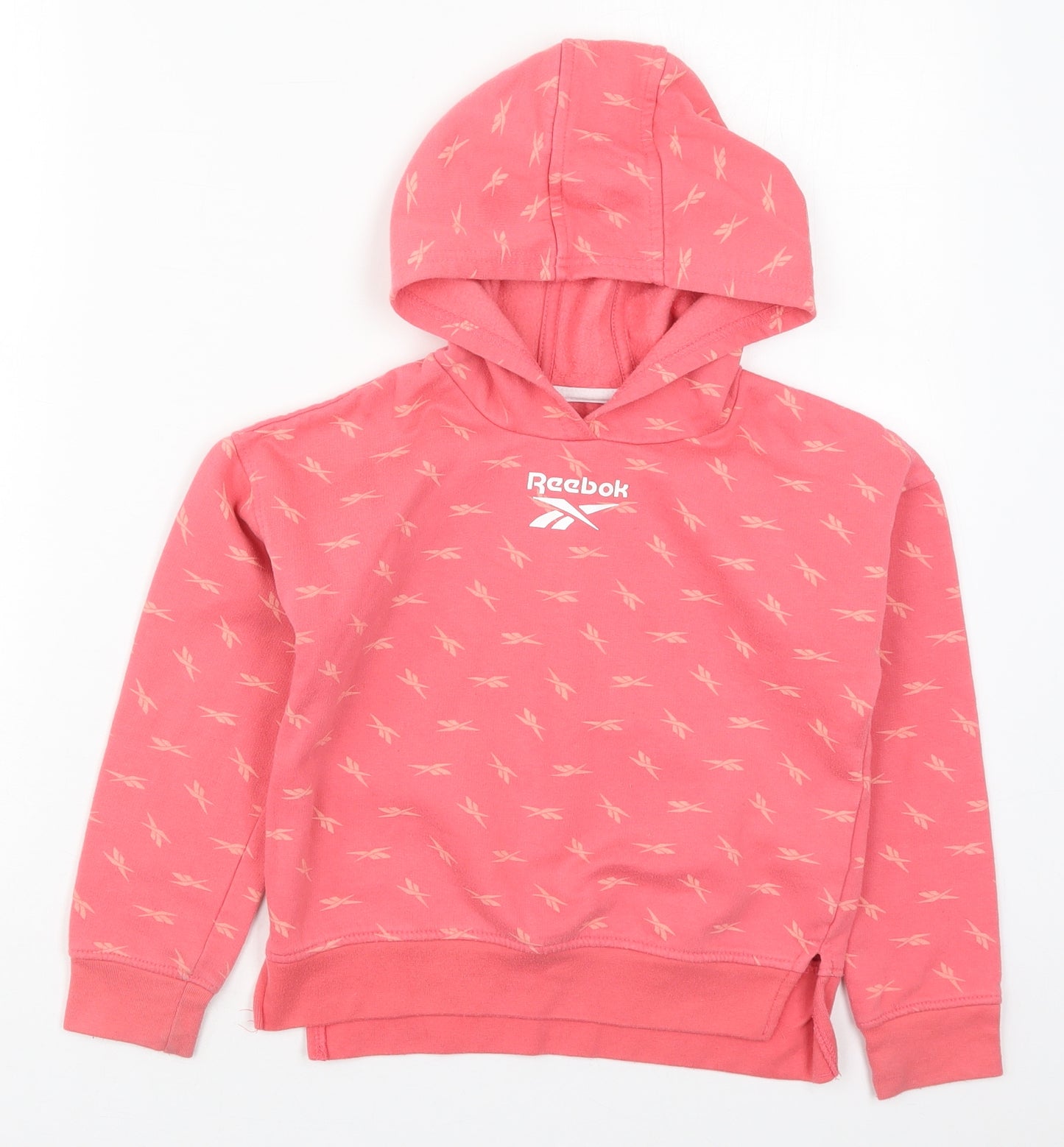Reebok Girls Pink  Cotton Pullover Hoodie Size 7-8 Years  Pullover