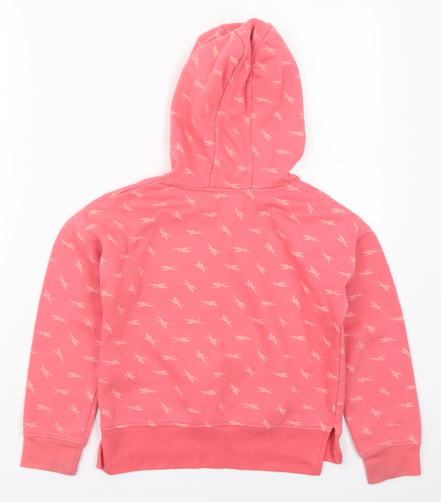 Reebok Girls Pink  Cotton Pullover Hoodie Size 7-8 Years  Pullover