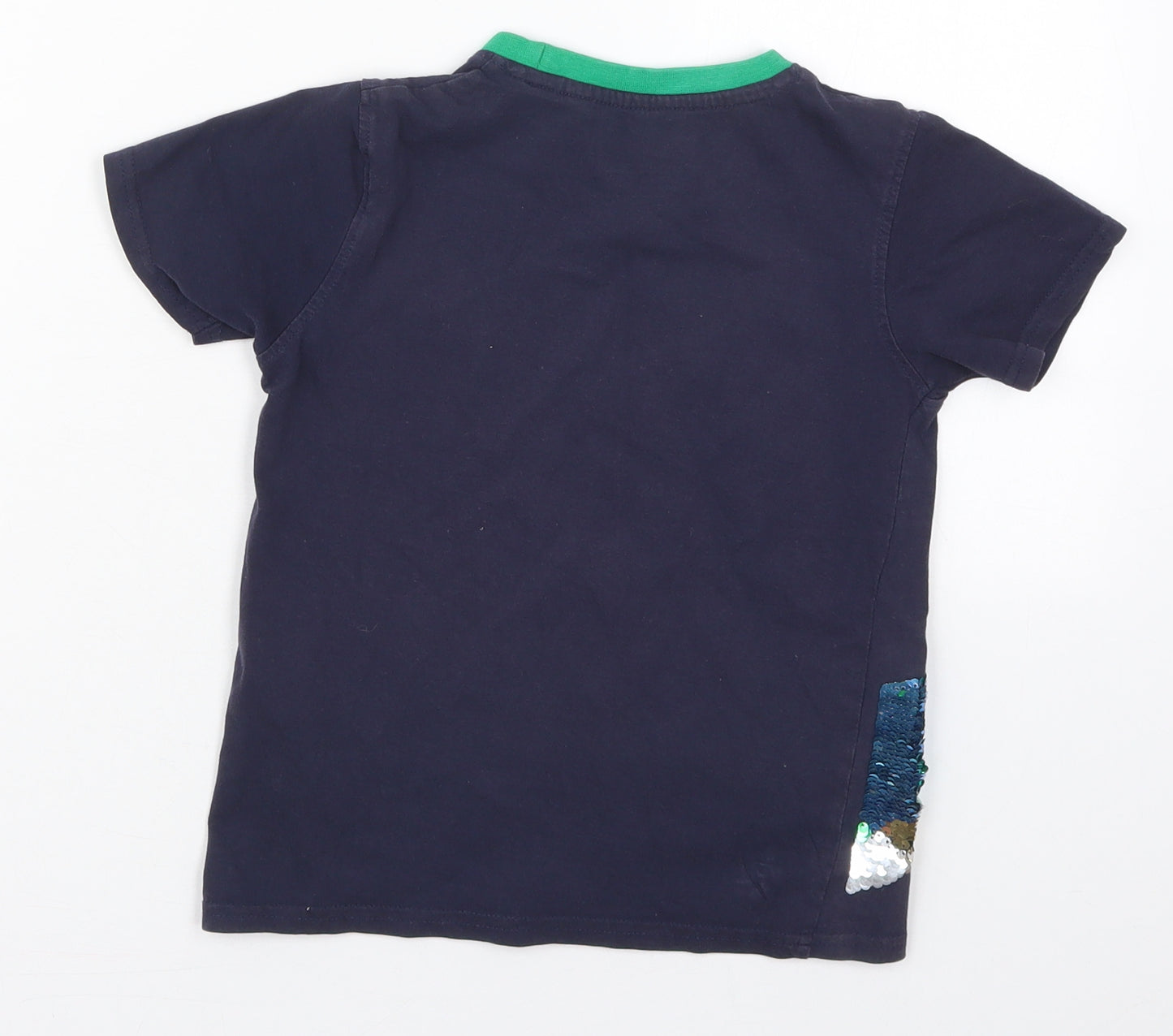 Mountain Warehouse Boys Blue  Cotton Basic T-Shirt Size 5-6 Years Crew Neck Pullover - Snap Crocodile
